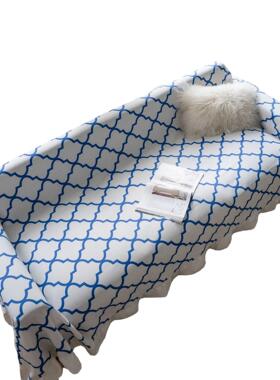 伊缦韵沙发菱形印花VVL小清新巾荷叶边多功能盖琪巾工厂直供