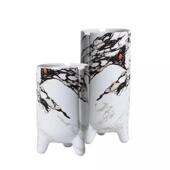 瓷新墨中式 水陶花PDC纹花瓶直筒高脚器花酒店客厅插花样板间软装