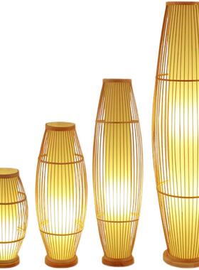 I宿1日落753地灯中式禅意编竹客厅卧式室书房装饰民简约复古床头