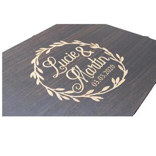 复古木制礼婚礼留言簿，婚宾刻客留言34簿名字日期刻礼字雕婚用品