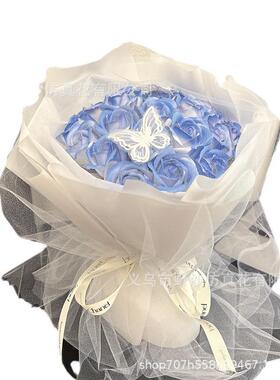 七创意碎亲冰蓝玫瑰情仿真香皂花生日礼物母人夕节xzh007-2礼物地
