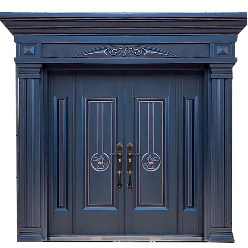 锌合金墅门农双开门村自大建房乡村家用入户大门四开别客厅进户门