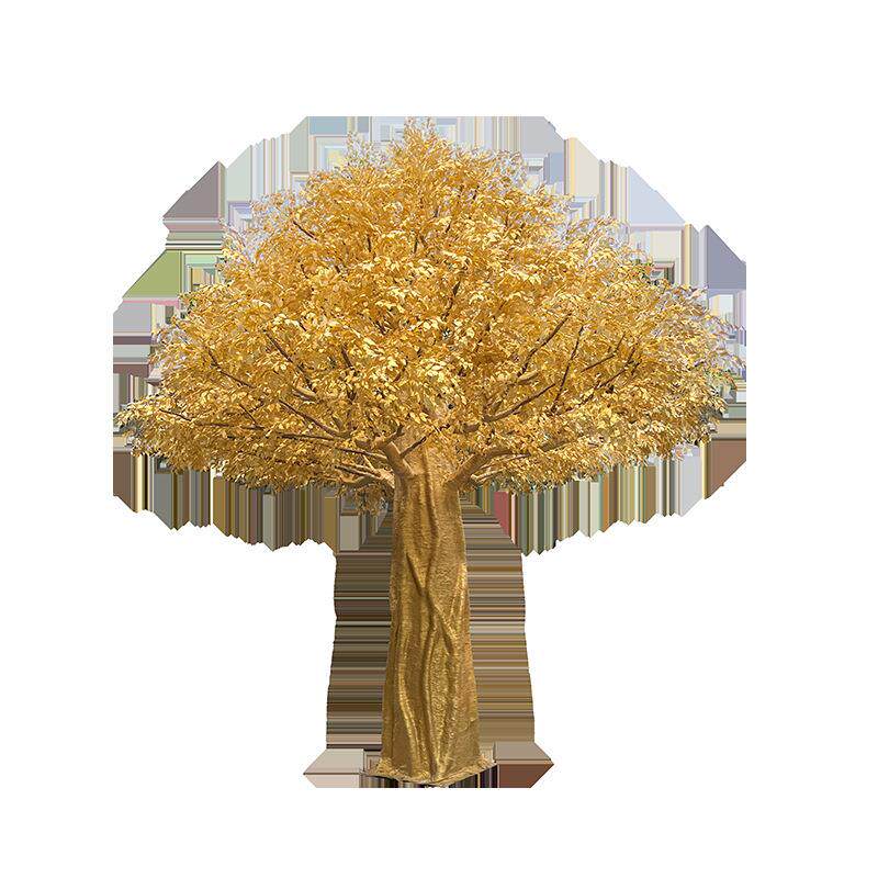 高端仿真黄金榕树大型假树发财树植物造景客厅实木绿植装饰许愿树