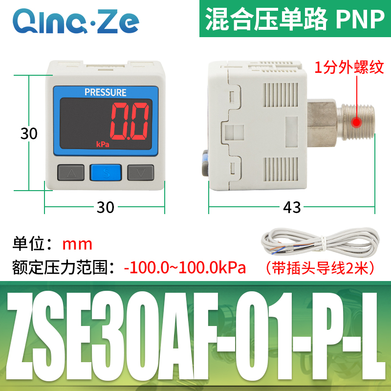 SMC型数显ZSE数字ISE30A气压表01压力表N开关L真空表DPSN1负压020