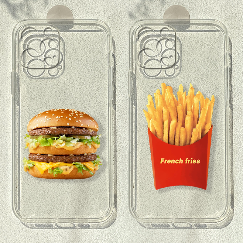 情侣薯条汉堡天生一对适用苹果15promax创意iphone14华为p60pro红米k