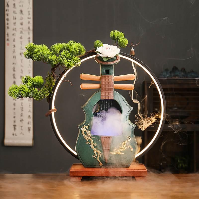 桌面创意摆件循环水流客厅办公室新中式装饰陶瓷家居饰品开业礼品
