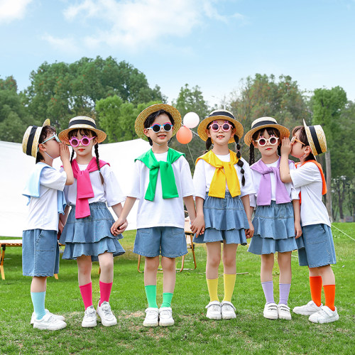 六一儿童表演出服幼儿园毕业照小学生运动会糖果班服牛仔啦啦队服