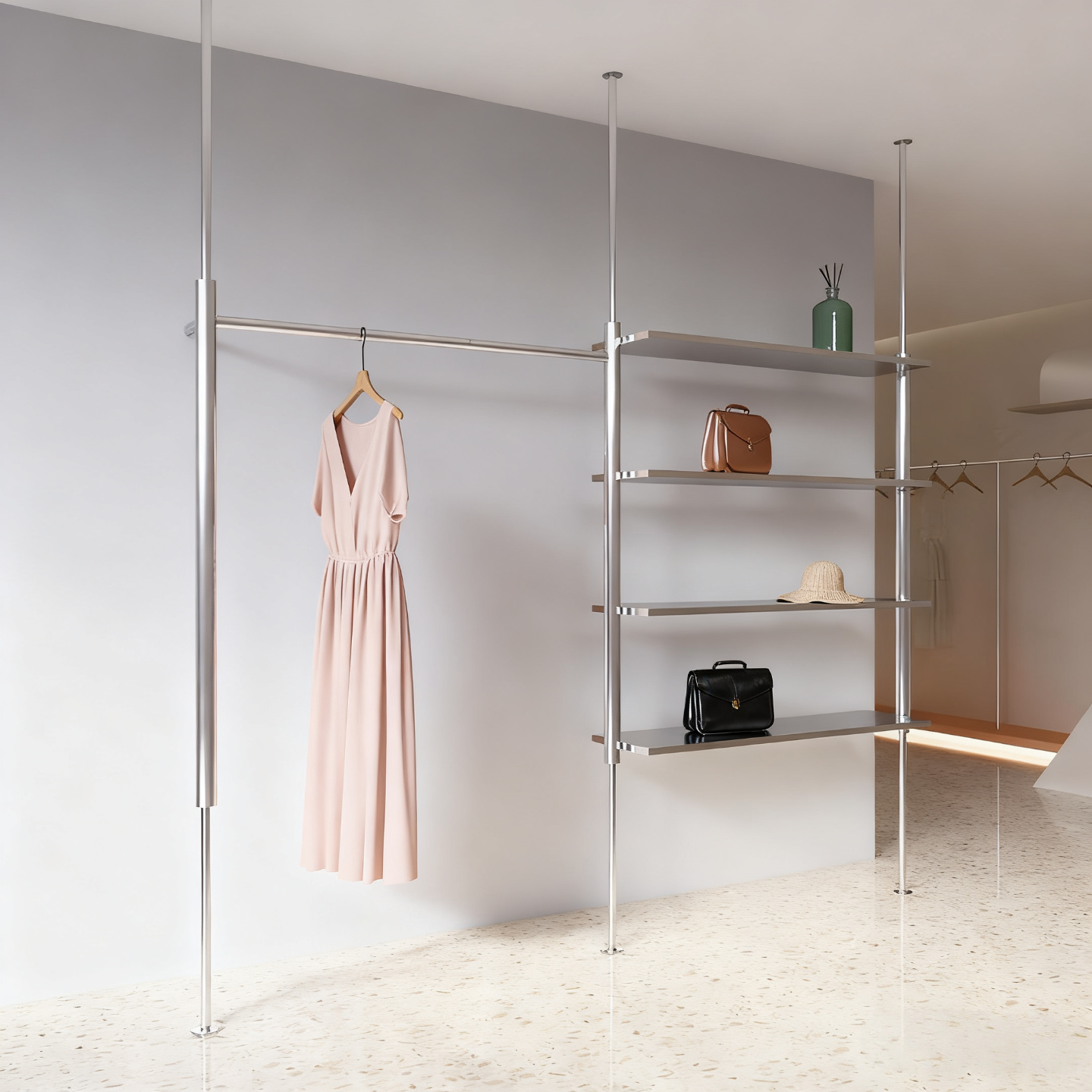 服装店展示架不锈钢上墙壁挂式挂衣服架子男女装店铺专用陈列货架