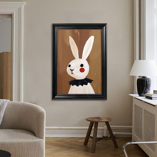 儿童房墙面挂画小清新多巴胺装饰画呆萌小动物壁画墨镜睡衣小熊