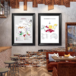 世界葡萄酒产区装饰画地下酒窖前面壁画特色酒馆吧台背景墙挂画