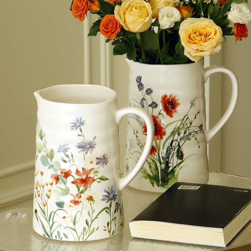 田园风陶瓷花瓶大号创意小清新家居摆件客厅餐桌插花水培器皿,电子元器件市场,电线扎带/束线带,淘宝优惠券,粉丝福利购,淘宝优惠卷