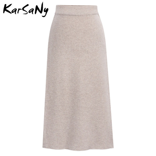 极速KarSaNy Autumn Winter Knit Pencil Skirt Women Plus Size