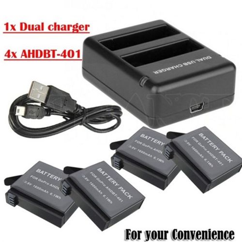 好货3.8V 4x 1600mAh Gopro Hero 4 Batteries AHDBT401 Go Pro H