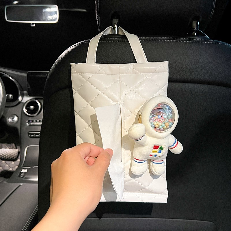 车载纸巾盒抽车内挂式汽车用卫生纸盒创意可爱卡通垃圾桶椅背抽取