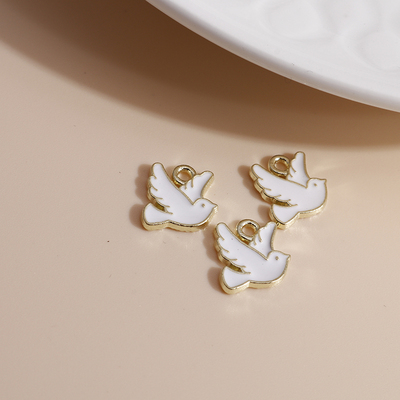 极速10pcs 13*11mm Enamel Peace Pigeon Dove Charms DIY for Ne