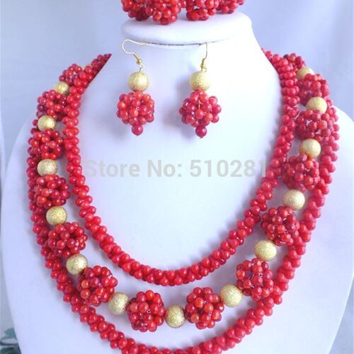 极速Exquisite. Fashion   Amazing Lovely African Coral Neckla
