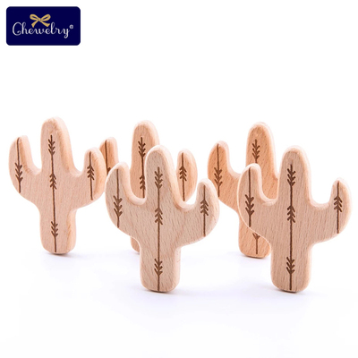 极速10pc Wooden Teether Animals Beech Teething Grasping Wood