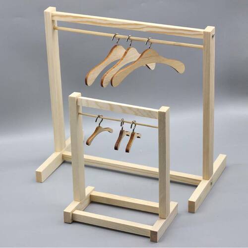 极速Doll Wooden Clothes Rack Garment Organizer Hangers for D