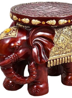 极速欧式门口大象凳子换鞋凳客厅家居饰品仿实木红木树脂大象中式