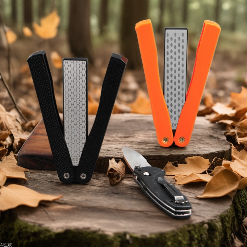 DMD扇形磨刀器金刚石磨刀石 双面磨刀棒 可折叠便携式户外磨刀器