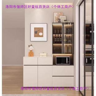 奶油风餐边柜高低组合柜靠墙一体柜客厅茶水储物柜厨房自由组合柜