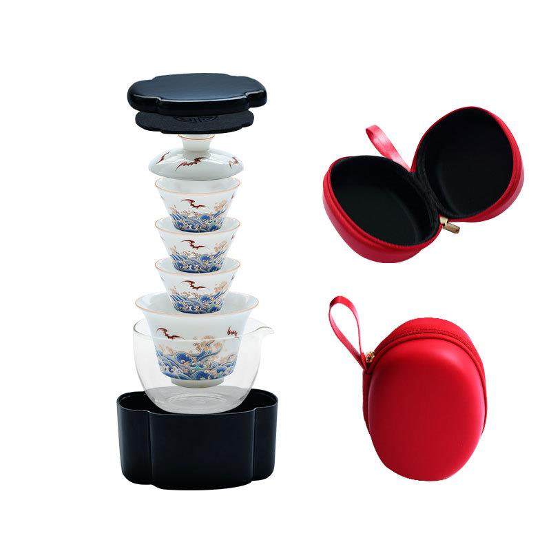 德化甜白瓷旅行套装魔术盒快客杯陶瓷一壶三杯旅行茶具便携收纳包,农机/农具/农膜,其它农用工具,淘宝优惠券,粉丝福利购,淘宝优惠卷
