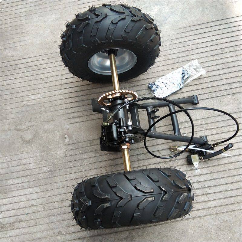 两轮改装三轮摩托车后桥后轴配7寸轮胎 四轮沙滩车卡丁车后桥后叉