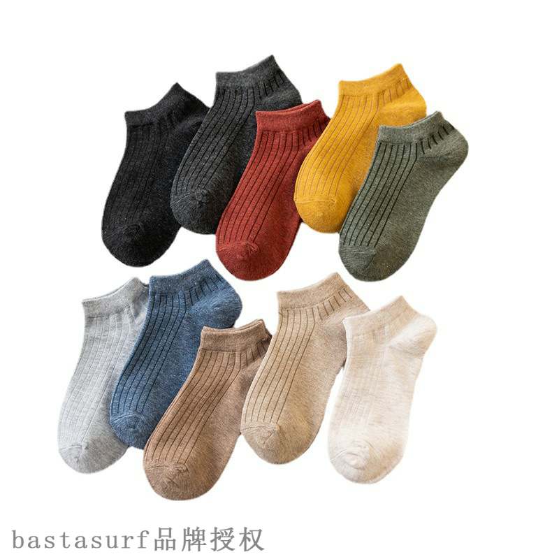 网红Spring new Japanese pure color light mouth couple socks