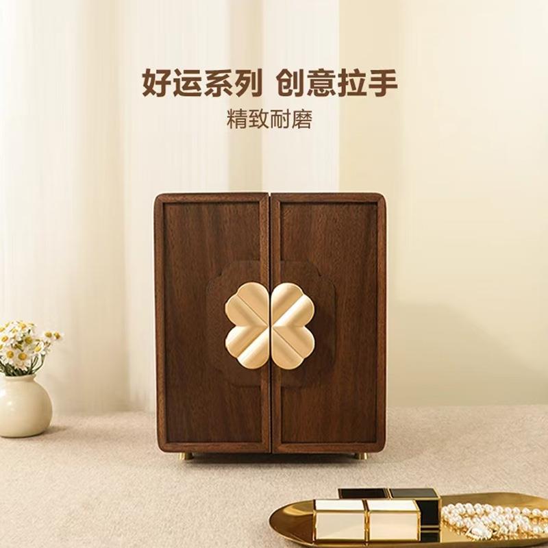 带锁防氧化首饰盒木质精致大容量黄金保险柜项链珠宝盒饰品收纳盒