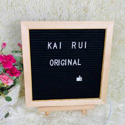 跨境亚马逊创意felt letter board木制带灯字母板毛毡留言板板