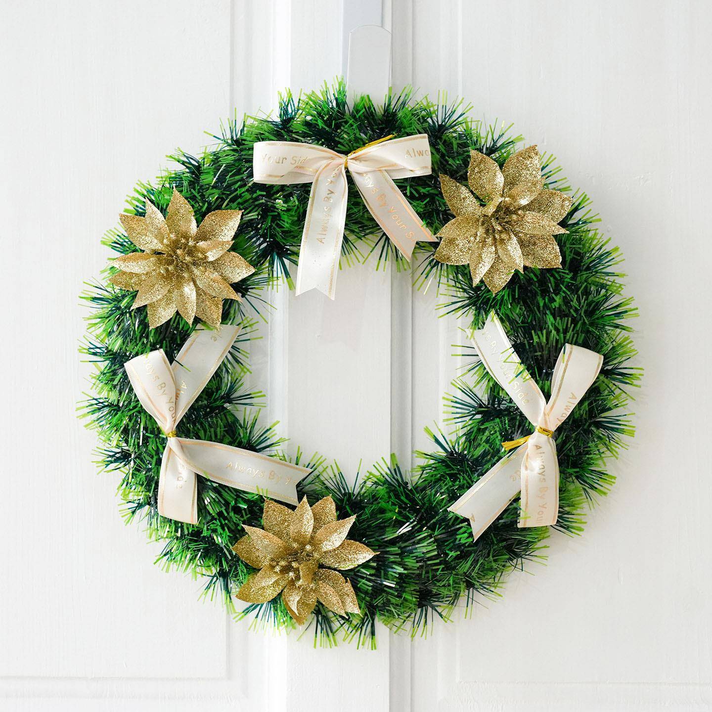 跨境圣诞节装饰品西草圣诞花环门挂墙挂藤条挂件酒店商场场景布置