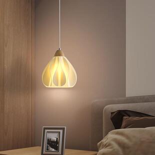 原木奶油风小吊灯床头吊线灯主卧室氛围灯餐厅灯实木氛围感吊灯