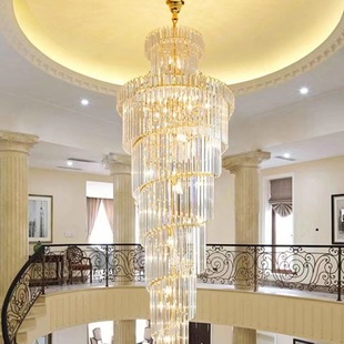 复式 楼梯吊灯轻奢客厅别墅大厅水晶灯现代简约旋转楼梯吊灯长吊灯