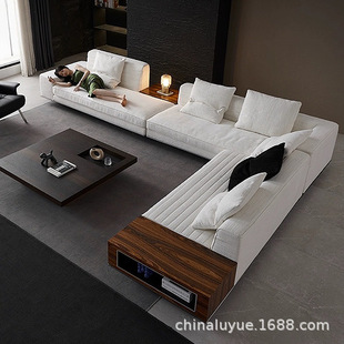2024新款 极简罗杰沙发别墅大平层客厅直排布艺沙发组合 家具意式