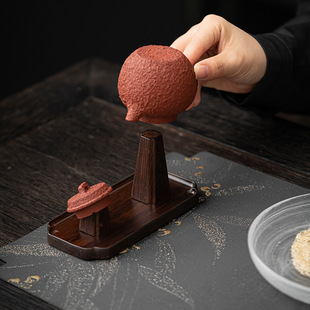 黑檀木晾壶架实木盖置磁吸壶盖托茶壶架壶配件茶道零配摆件