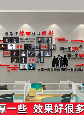 团队励志员工风采展示墙贴照片墙公司企业活动办公室文化墙面装饰