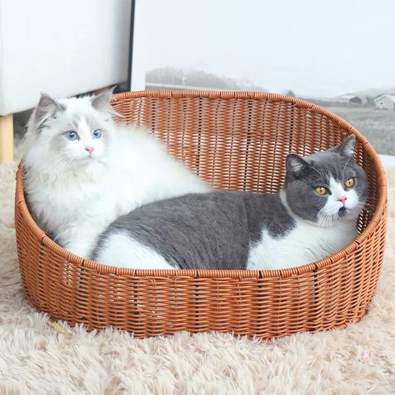 可水洗四季泰迪狗窝藤编宠物窝夏季猫床易打理藤编猫窝大型宠物窝
