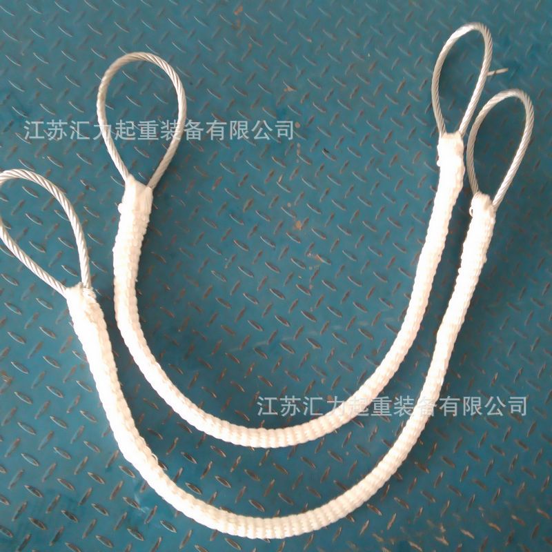 加护套钢丝绳索具5t6m 尼龙外包镀锌钢丝绳24mm 组合钢丝绳索具
