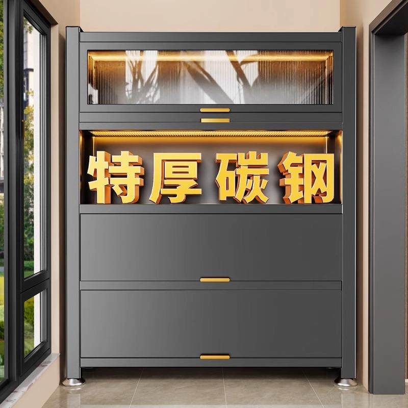 厨房置物架落地多层防尘收纳柜子家用多功能碗柜餐边柜橱柜储物柜