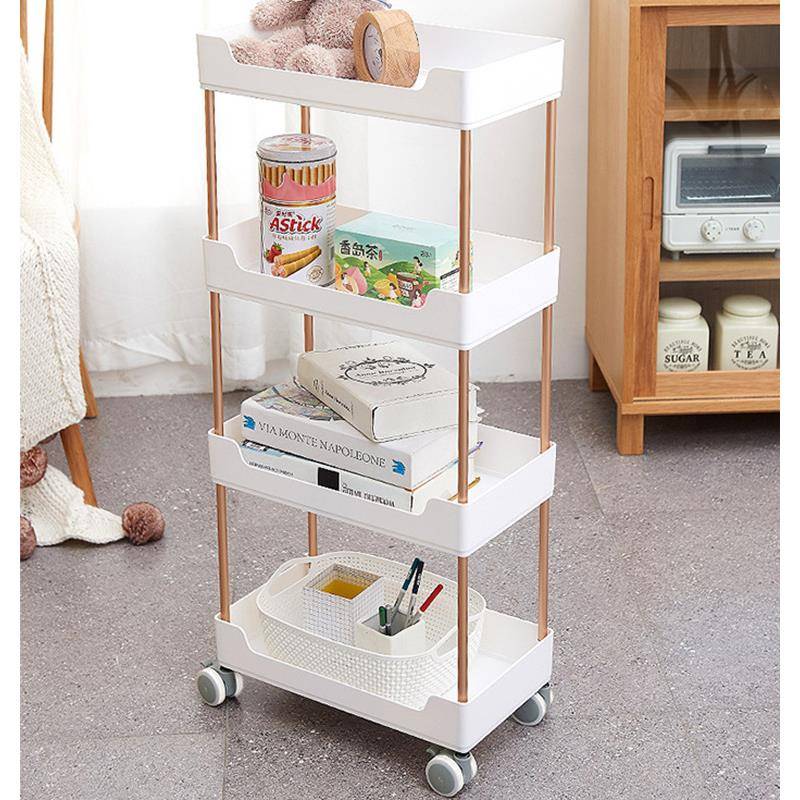 厨房夹缝置物架浴室卫生间小推车客厅窄款落地多层收纳架伸缩
