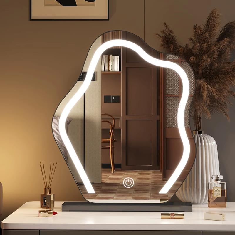 云朵化妆镜网红台式梳妆镜子卧室智能三色灯美颜镜桌面梳妆台镜子