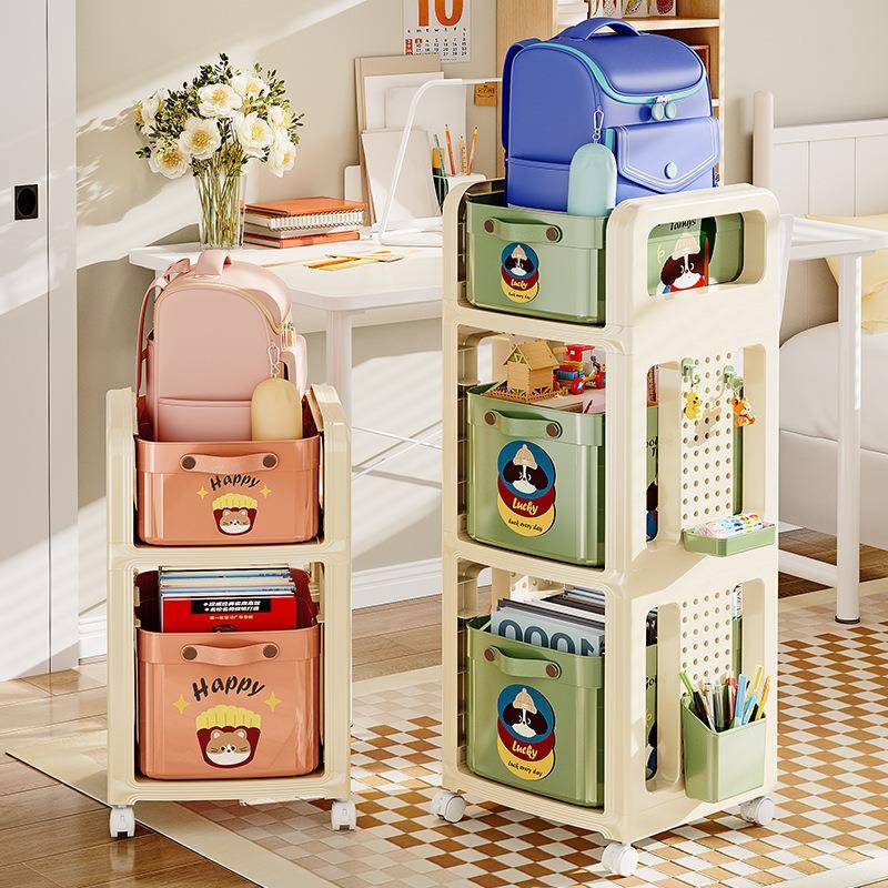 书包置物架落地多层桌下书本收纳神器带滑轮可移动小推车收纳架子