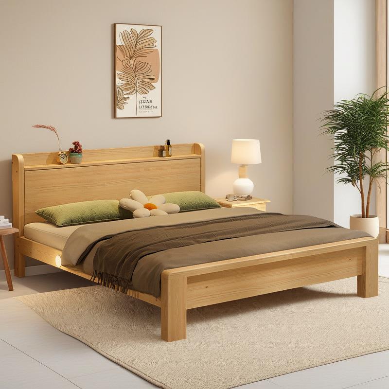 包安装全实木床现代简约双人床工厂直销经济型单人出租房家用小床