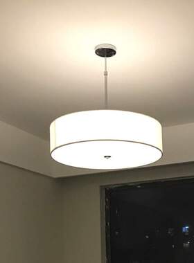 美式简约白色布艺吸顶灯现代圆形吊灯餐厅灯客厅卧室t034复古风