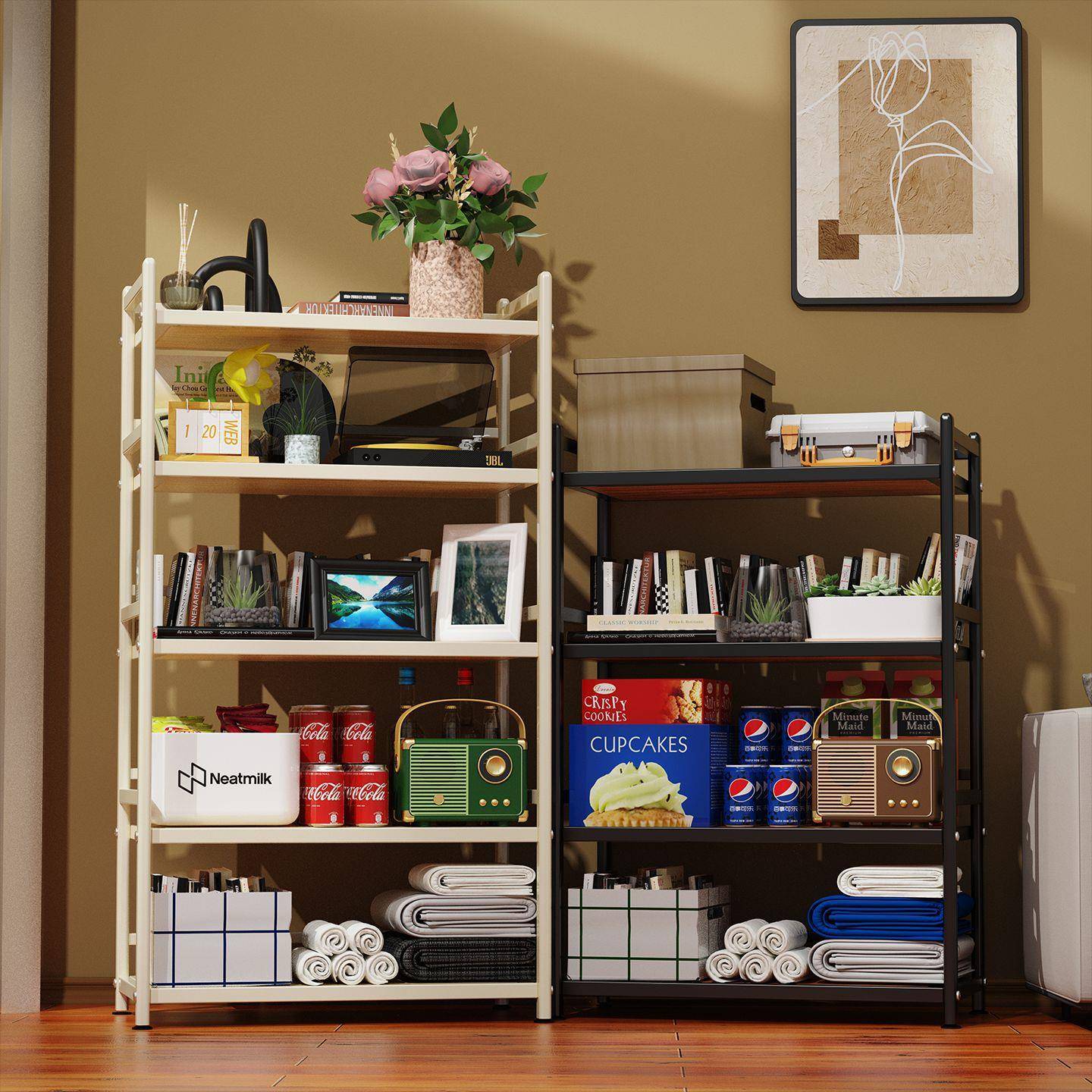 落地置物架多层收纳架储物客厅厨房卧室书房书架花架床头儿童玩具