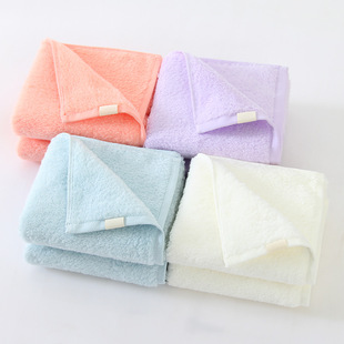 2条装 纯棉超柔毛巾特细50s支无捻纱吸水素色成人儿童柔软洗脸美容