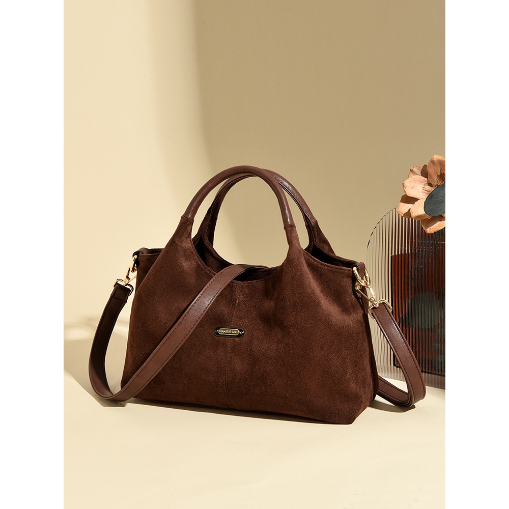 日本品质女包2025新款麂皮绒大容量单肩斜挎通勤包包百搭高级感手