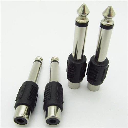 6.5mm转莲花插头母转接头 6.35转RCA母接口转换插头 单声道大二芯