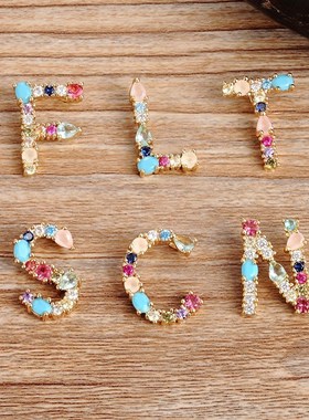 Hot Sale Gold Color Initial CZ Necklace Charm Letter Necklac