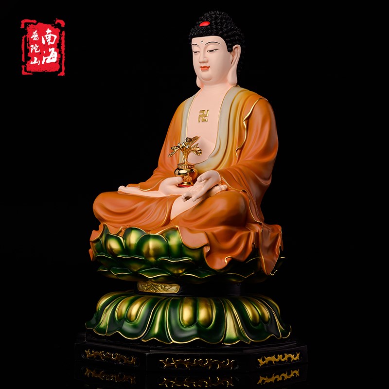 台湾彩绘纯铜释迦牟尼佛佛像阿弥陀佛像药师佛三宝佛如来佛祖摆件